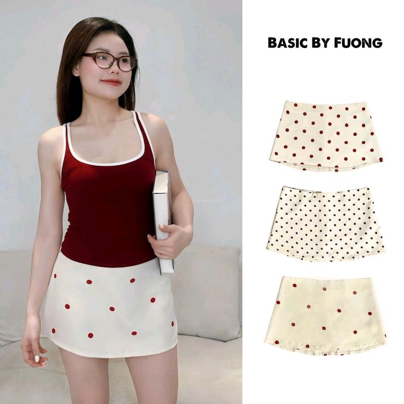 [DEAL CẮT MÃ] Chân Váy Cạp Trễ Chấm Bi Dáng Ngắn Phong Cách Trendy Nữ Tính