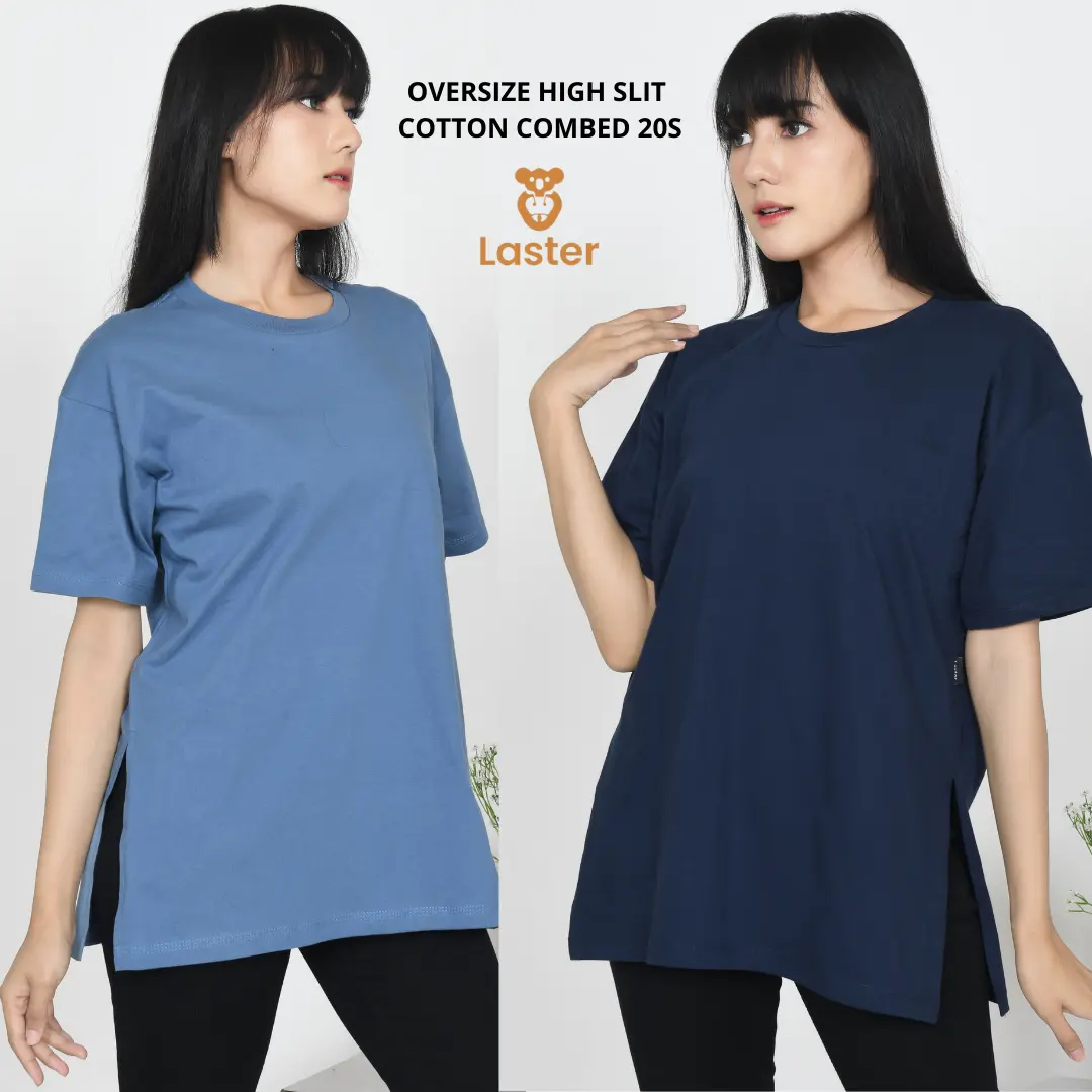 KAOS POLOS OVERSIZE HIGH SLIT COTTON KatunCOMBED 20S ATASAN WANITA