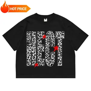 T-shirt Pria Wanita Kaos katun Boxy fit -  Hitam  -  Leopard Cotton Combed 24s Unisex Baju【Fast Shipping+COD】