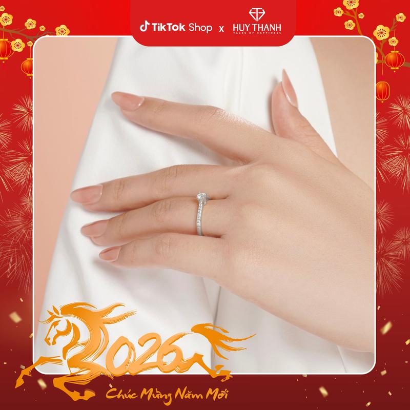 HuyThanhJewelry NDINO198 Nhẫn cầu hôn Vàng 10k 14k Đá Cz