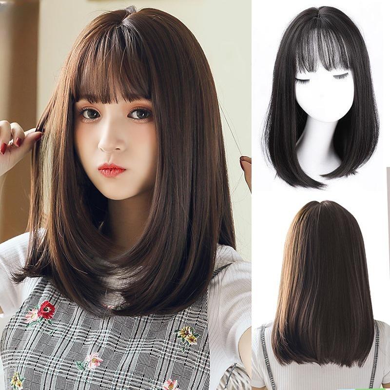 Rambut palsu rambut penuh 3d dengan poni udara, panjang 40CM - TikTok ...