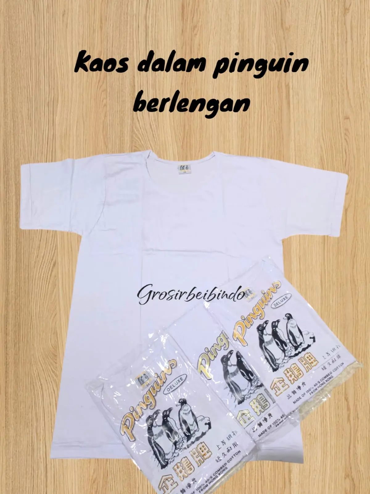 GULON PINGUINS || Kaos Dalam Pinguin Berlengan || Kaos Dalam Berlengan Putih Polos 100% Cotton