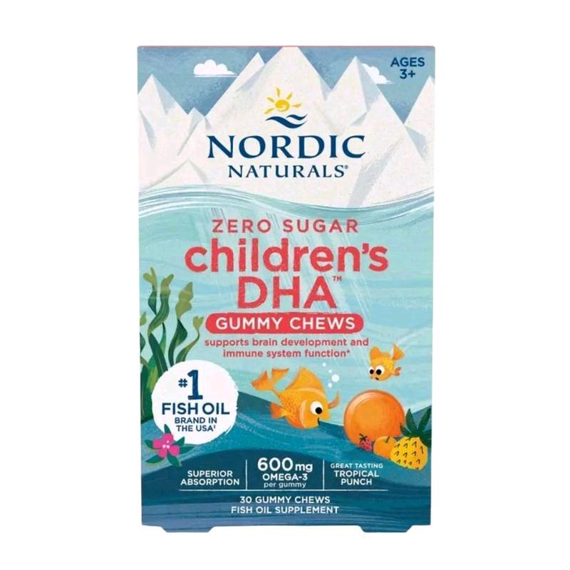 (N.đia Mỹ - có QR check) Thực phẩm bổ sung Nordic Natural Children's DHA dạng kẹo thạch dẻo giúp hỗ trợ phát triển trí não, hộp 30 viên