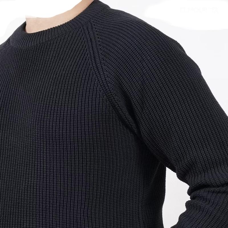 Sweater Rajut Premium Cotton Wool Pria Forzie Mats - Black Knit Crewneck O Neck Polos Tebal Lengan Panjang Hitam Slim-fitting Crew Neck Santai Wol Knitwear Cardigan Baju Katun Kerah Navy Motif Cowok 3