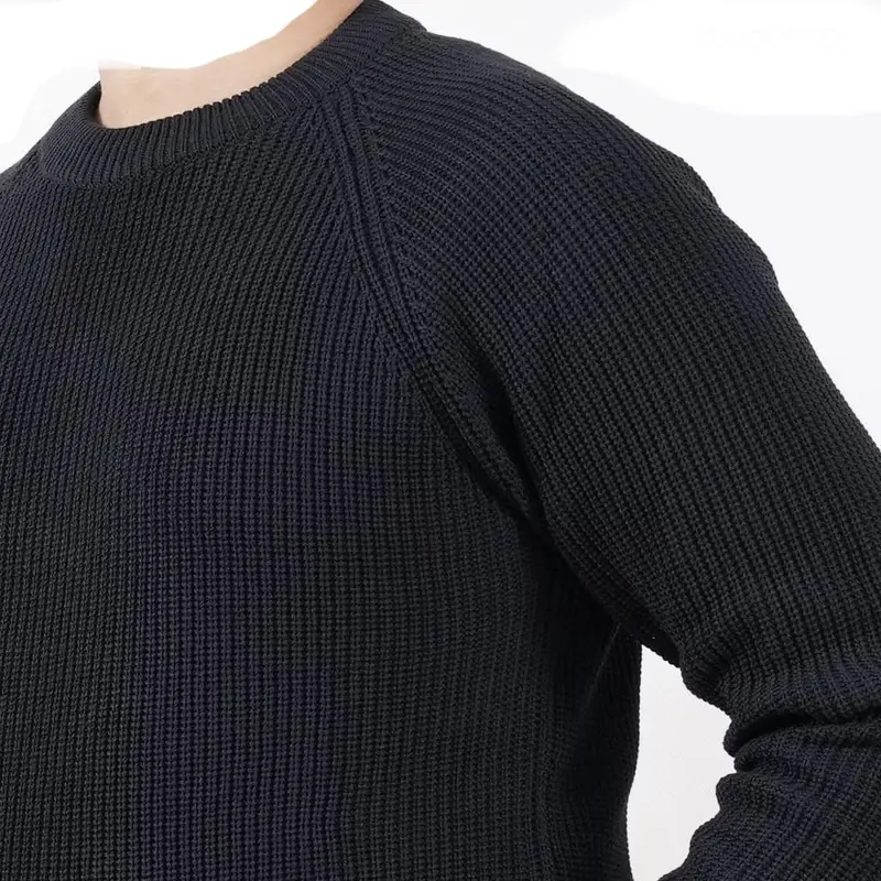 Sweater Rajut Premium Cotton Wool Pria Forzie Mats - Black Knit Crewneck Polos Tebal Lengan Panjang Hitam Slim-fitting Crew Neck Santai Wol Knitwear Cardigan Baju Katun Kerah Navy Motif Cowok 2