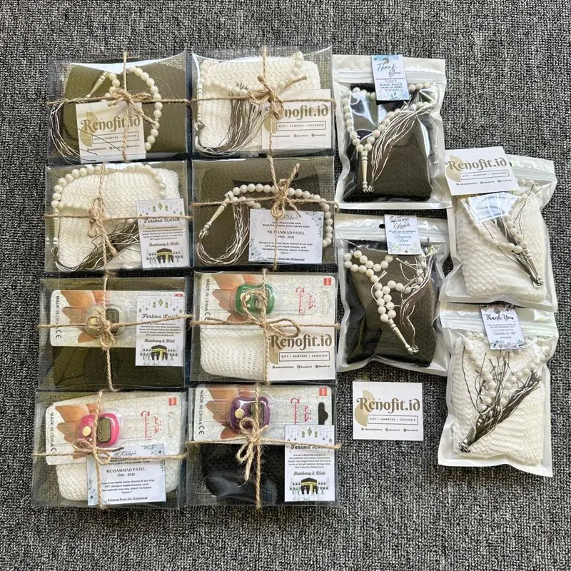 RN] Paket 25-50 PCS Souvenir Peci Rajut Tasbih Mutiara dan Tasbih Digital Umroh Haji Tahlil Pengajian Tasyakuran Khitan Syukuran Lebaran Wedding bisa pakai KARTU UCAPAN Muslim 1