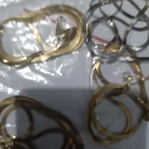 Kalung Titanium Anti Karat Model Gepeng Pipih Tiga Warna Gold dan Silver