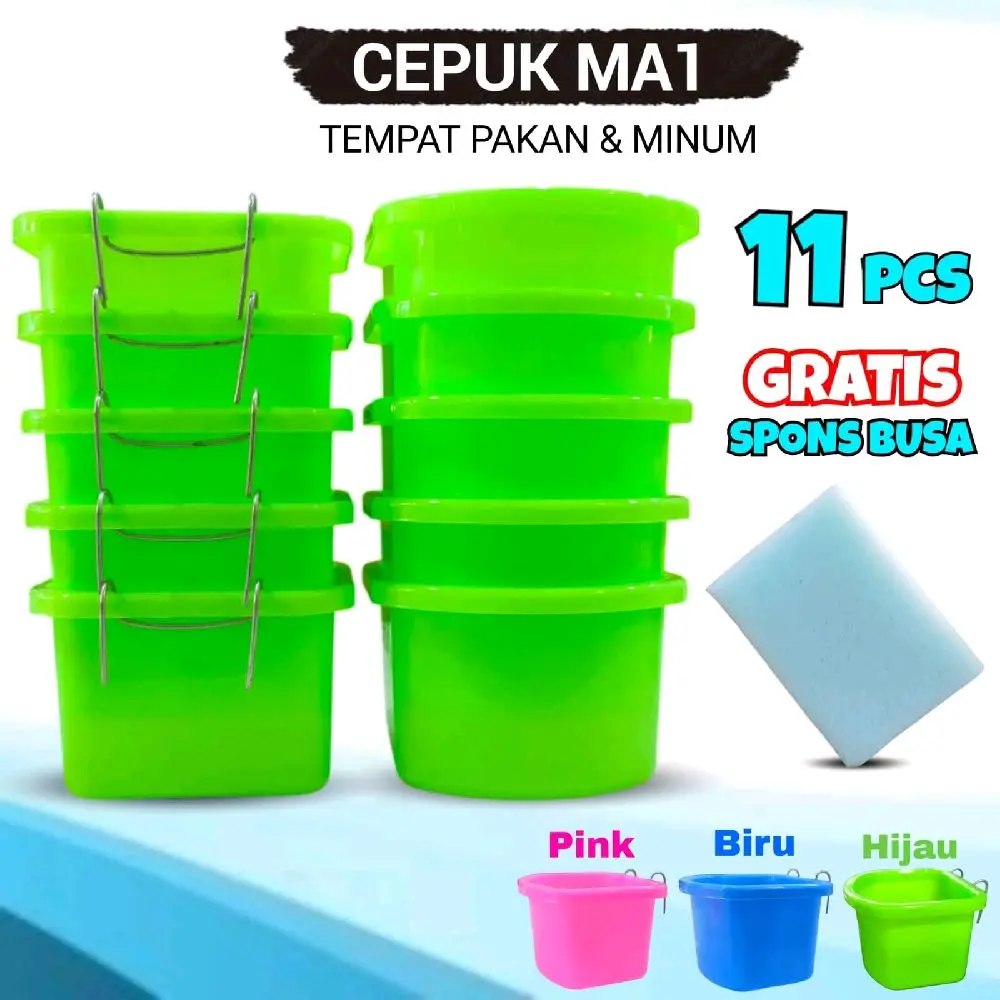 CEPUK TEMPAT PAKAN DAN MINUM BURUNG DAN UNGGAS MA1. 11 PCS BONUS SPONS. SUDAH ADA KAWAT PENGAIT. BAHAN TEBAL