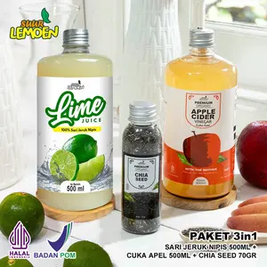 Paket Sehat - Cuka Apel 500ML Sari Nipis 500ml dan Chia Seeds 70Gr