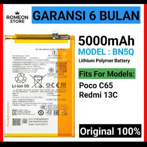 BATERAI COMPATIBLE UNTUK XIAOMI POCO C65 XIAOMI REDMI 13C BN5Q ORIGINAL BATRAI BATREI BATRE BATTERY ORI DAN BERKUALITAS