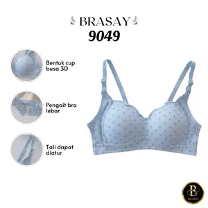Brasay Bra Wanita Motif Polkadot Korean Style Tanpa Kawat Pakaian Dalam Wanita 9049