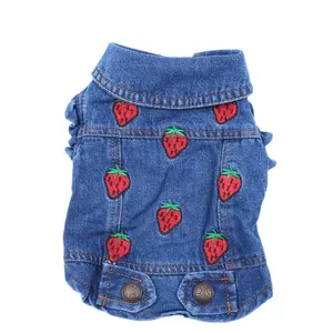 Jeans Pet Dog Jacket Strawberrys Desin Denim Coat Dress Puppy Spring/Autumn Clothes Apparel - Strawberry 5:4182