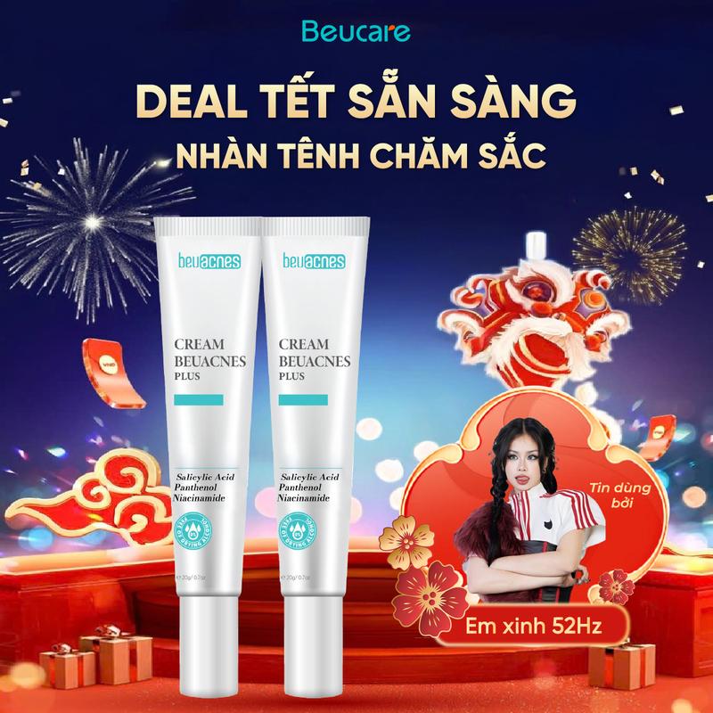 COMBO 2TM - TML020 Combo 2 Kem Mụn BEUACNES PLUS 15g - Giảm Mụn Sáng Da Mờ Thâm Mụn Dưỡng Ẩm Da Nam Nữ Làm Đẹp Da Women Skincare Chăm Sóc Da Không Dùng Cho Bé
