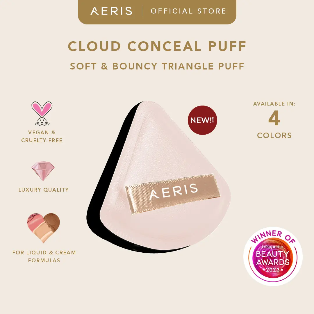 Aeris Beauté Cloud Conceal Puff | Spons Make Up Lucu Cute Segitiga Tebal Multifungsi untuk Cushion Foundation Concealer