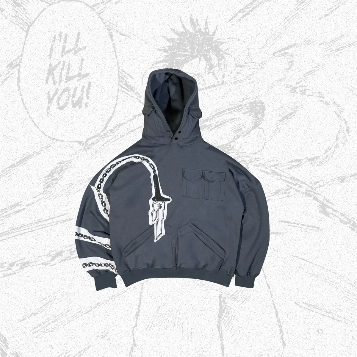 Hoodie Boxy Cargo | Toji Fushiguro - Jujutsu kaisen | Poseidon Reprisal