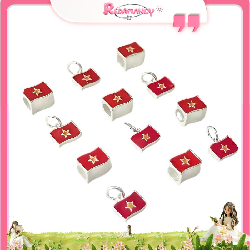 REDAMANCY Charm Bạc Hình Lá Cờ Tổ Quốc Việt Nam vòng tay - Đeo Tay Phụ Kiện lắc tay lá cờ việt nam
