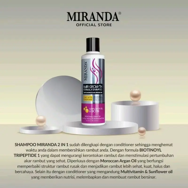 MIRANDA Shampoo Kuda 200 mL ( Kemasan Baru) Hair Growth Biotin Shampoo 5