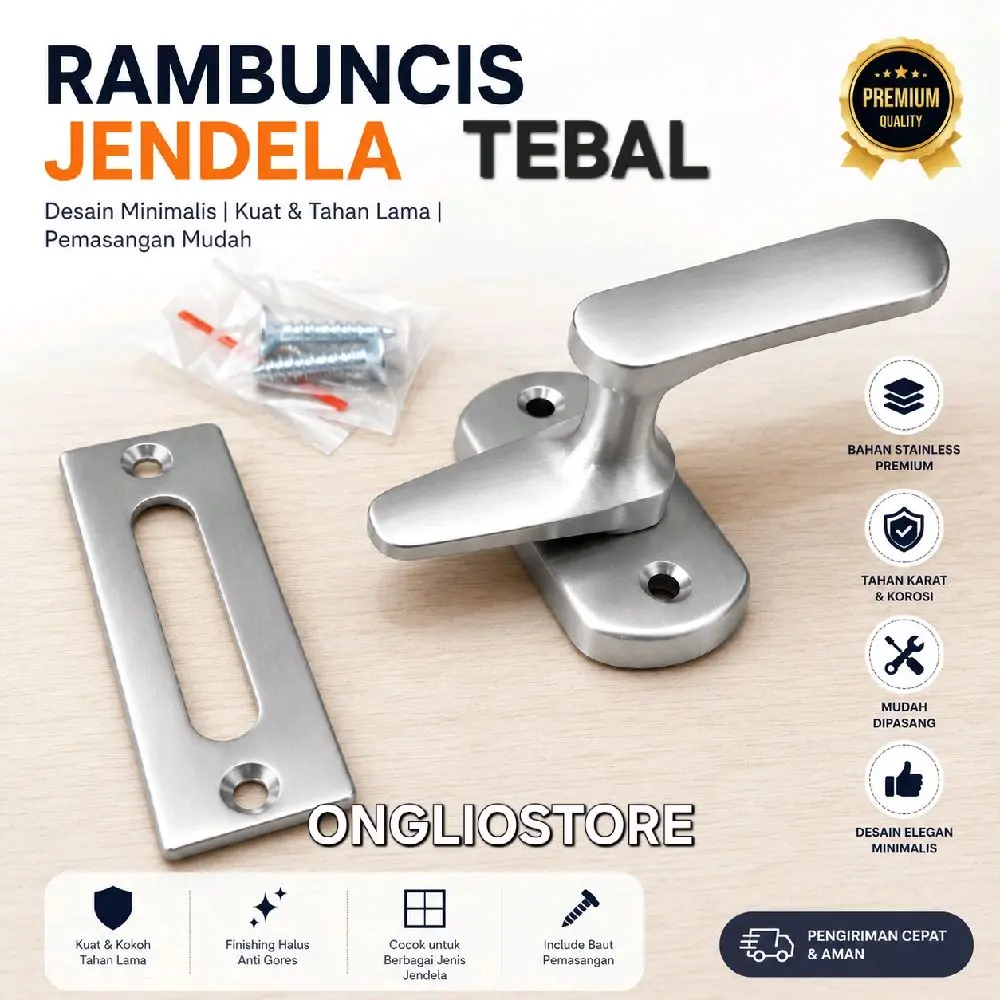Rambuncis Grendel Slot Kunci Jendela STAINLESS Tebal