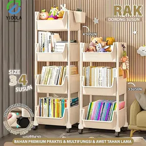 COD Rak dorong plastik rak dapur serbaguna rak penyimpananbuku rak susun rak toilet kamar mandi portable dengan rodaRak Dapur 5 Susun Dengan Roda Dorong Bahan Plastik TebalSerbaguna