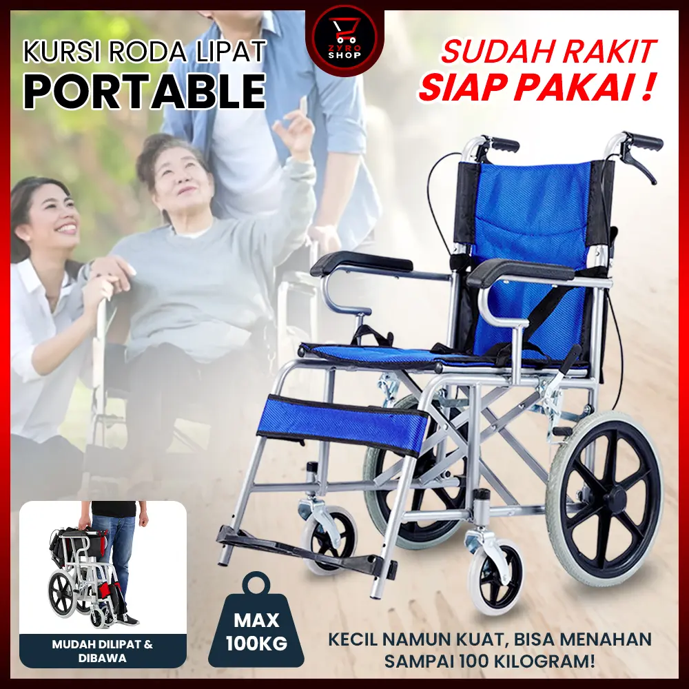 Kursi Roda 16 Inch Alkespro - Beban Maks 100 KG, Ringan & Mudah Disimpan