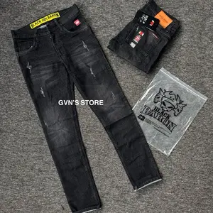 Celana Jeans Panjang  Pria Cowok Hitam Black Baron Premium Cakar Slim-Fitting Denim  Slimfit Tebal Lembut Skinny Stretch - Nyaman, Distro, Melar denim outfit Keren