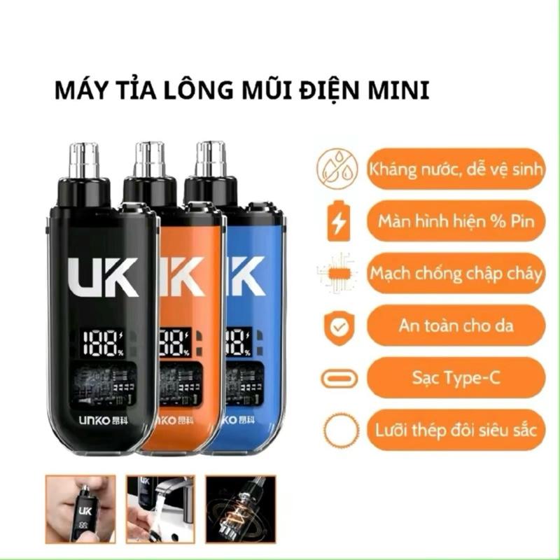  Máy Tỉa Lông Mũi Điện Mini UNKO Máy Cắt Lông Mũi LCD Lưỡi Kép Đôi Kháng Nước Type-C Tông Đơ Cạo Râu 