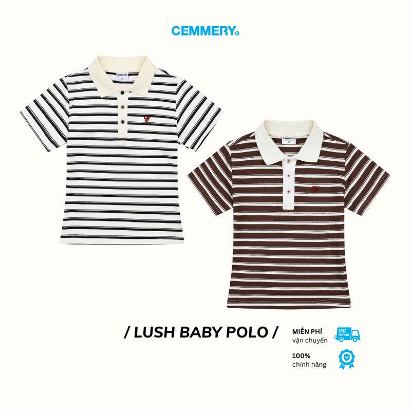 Áo Baby Polo CEMMERY Local Brand Chính Hãng Lush Baby Polo Sọc Nữ Tay Ngắn Logo Thêu 3D Nổi 2 Màu Sản Phẩm Mới
