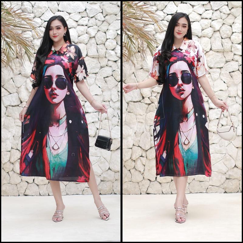 Product Introduction of DASTER VIRAL MOTIF anime JUMBO BUSUI LD 120 TINGGI 115 Nyaman Panjang Bumil Rayon Pendek  resleting Dress 10