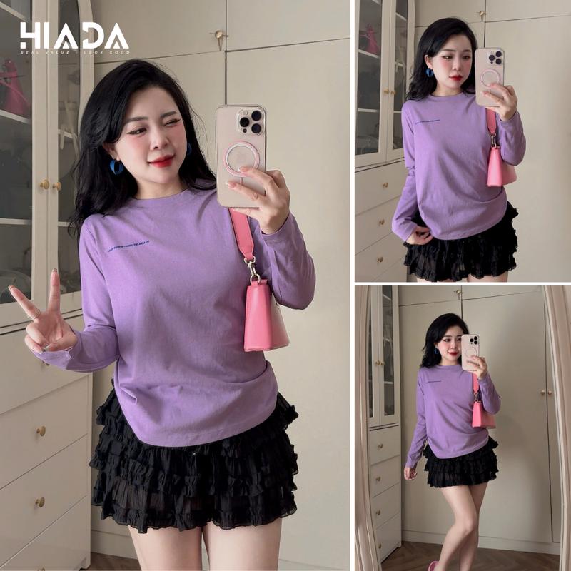  Áo Thun Dài Tay Nữ HIADA Chất Liệu "Cotton Bông Tuyết".  Form Babytee Co Giãn 4 Chiều Mềm Mịn Thoáng Mát   HIADA 30   