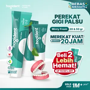 Hogident Minty Fresh Lem Perekat Gigi Palsu Kuat 20 Jam | Mencegah Bau Mulut, Gusi Bengkak & Gigi Berlubang | Untuk Perawatan Harian