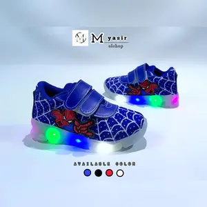 Sepatu Led anak motif Spiderman model terbaru - Sepatu LED Import Anak Fashion