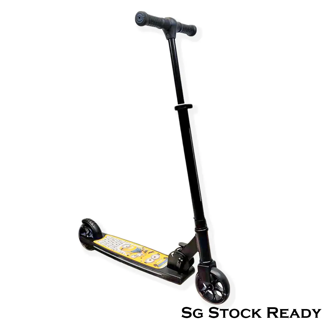 Universal Despicable Me Minions Black With LED Foldable Kick Scooter For Kids