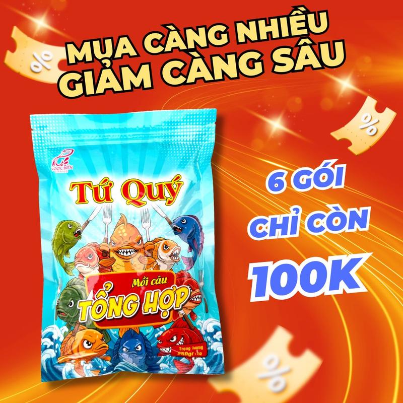  Mồi câu Tổng Hợp Tứ Quý 250g - Thích hợp câu cá Chép Rô Phi Trắm Trôi Dưng Diếc 
