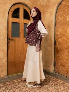 JILBRAVE Dwina Dress Gamis Lebaran Wanita 2 in 1 Set Outer Cotton Embroidery