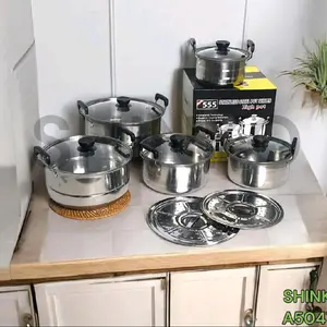 PANCI 5 SET + 2 STEAMER TUTUP KACA PANCI SET 12 PCS STAINLESS