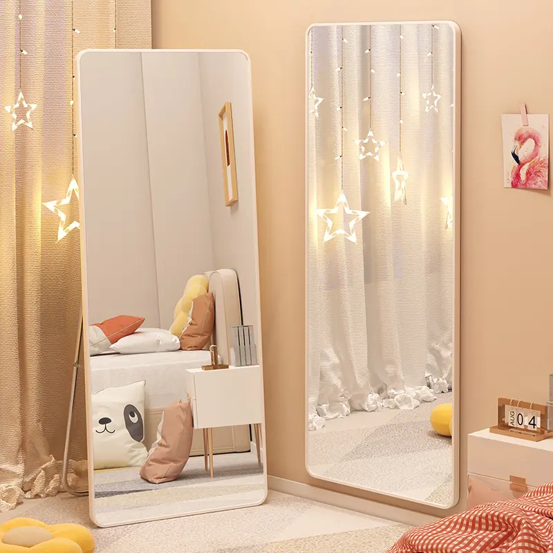 Cermin Badan, MOK, 120 * 30CM, Dengan Pendirian, Cermin dari Lantai ke Siling, Cermin Pemasangan Dinding, Badan Penuh, Sempadan Logam, Cermin Seluruh Badan, Kalis Letupan, Cermin Kaca HD, Cermin Berdiri Lasak, Cermin Berdiri