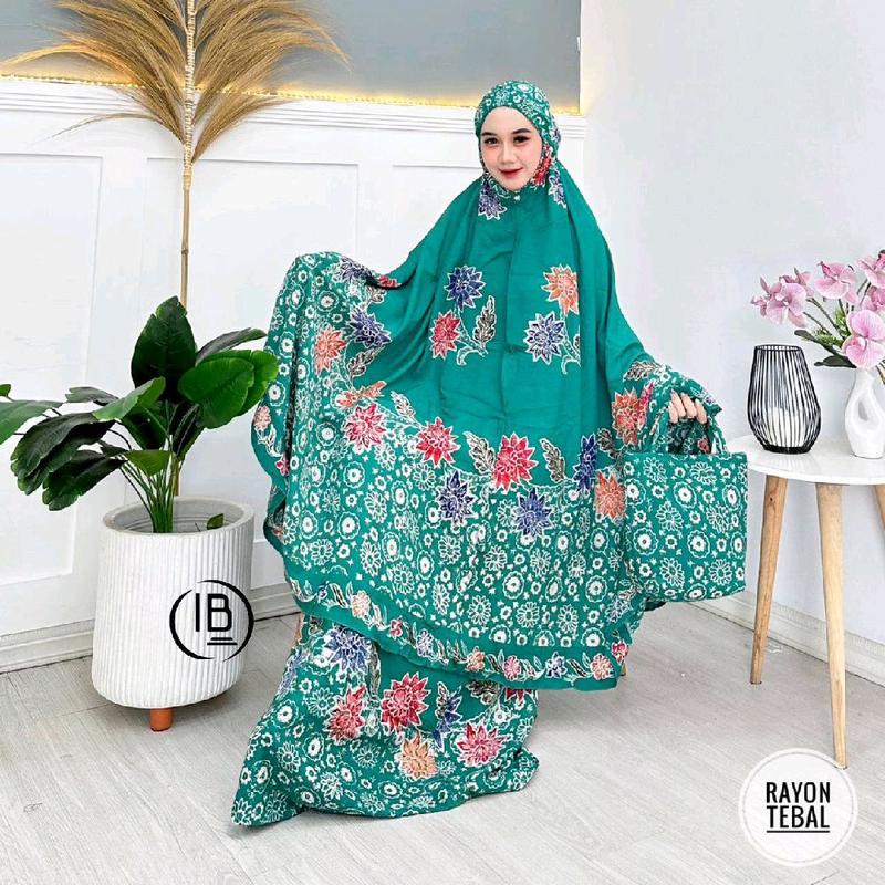 Mukena Dewasa Jumbo Batik Cap Atasan Bawahan Muslim Rayon Halus Adem 2in1 4