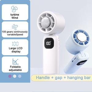 KOOLHIVE High-speed Cooling Fan Small Cyclone Handheld Fan High-speed Cooling Fan Hurricane Turbine 100 speeds 15h long battery life 100 Wind Speeds Adjustable USB Rechargeable Outdoor Type-C charging port turbo