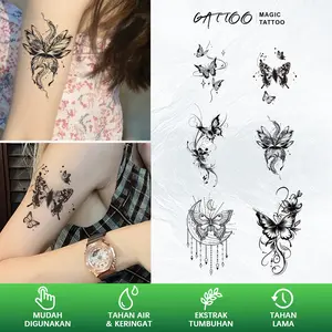 stiker tato sementara  Y02-2【Kombinasi kupu-kupu】Tahan lama Tattoo menempel dekorasi seni untuk pria dan wanita