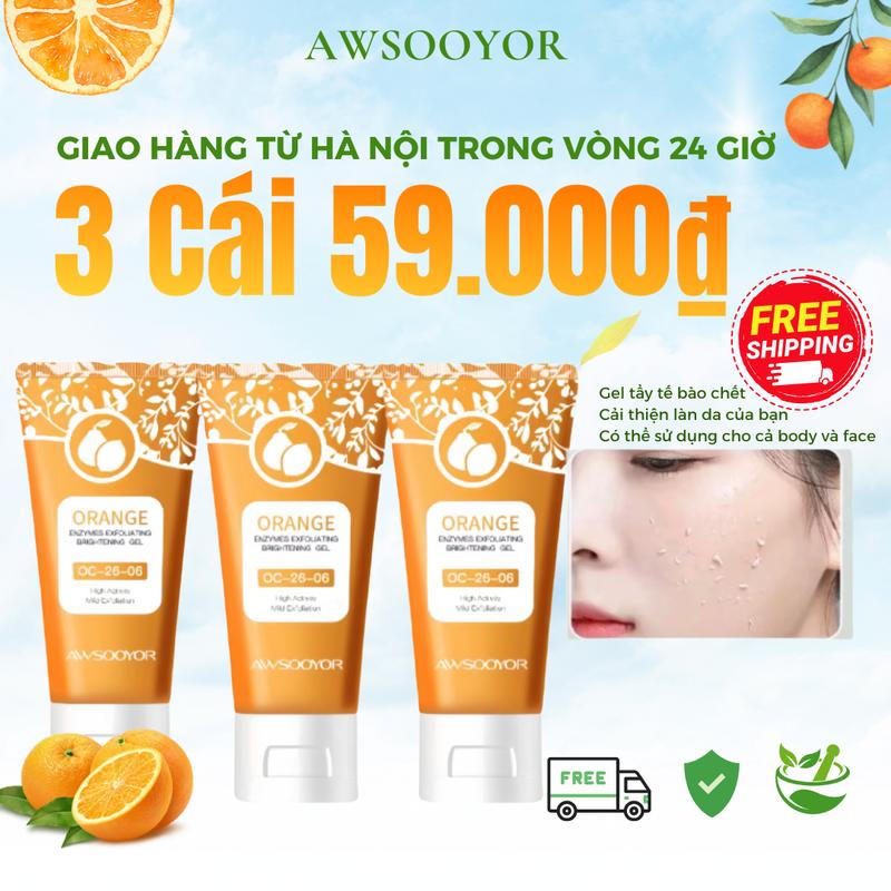 Gel Tẩy Tế Bào Chết AWSOOYOR Màu Cam 50g Dưỡng Ẩm và Làm Sạch Da Thích Hợp Cho Nam Nữ Làm Sạch Nhẹ Nhàng Tẩy Tế Bào Chết Mặt