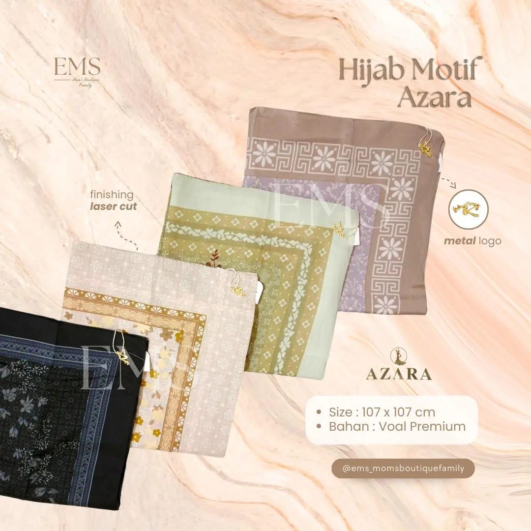 [EMS] Hijab voal persegi motif - azara laser cut premium