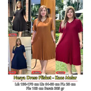 FINA BIGSIZE - (NESYA) DRESS PLISKET WANITA JUMBO BIGSIZE KEKINIAN 5