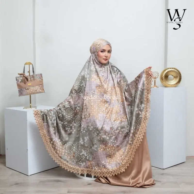 Mukena Dewasa Silk 2in1 Premium Motif Alana Jumbo Mix Polos Series Cantik 7
