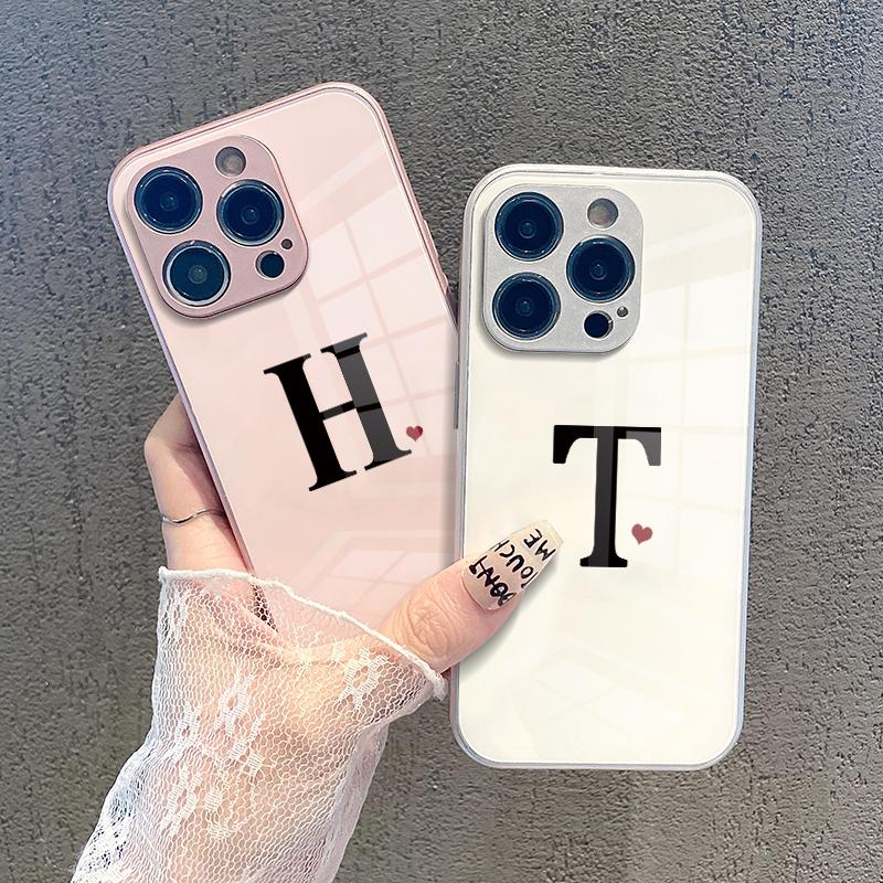 Ốp Cho iPhone 11, 12Pro, 7, 8PlusX, XR, XsMax, 13, 14plus, 15ProMax, 6, 6sPlus, Ốp Kính Chữ T, H, Chất Liệu Silicon, Bao Gồm Tất Cả, Chống Sốc, Thích Hợp Cho Người Nổi Tiếng Trên Internet Phụ Kiện Case