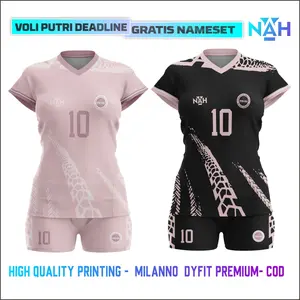 Jersey Voli Putri COSTUM DEADLINE Premium Terbaru Full Printing Gratis pasang nama dan nomor punggung Sport