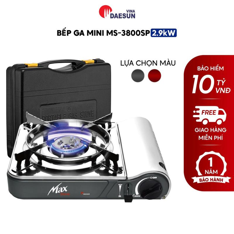 (BẢO HIỂM CHỐNG NỔ) Bếp Ga Mini Maxsun MS-3800SP - Công Suất 2900W | Inox Chống Rỉ | Vòng Chắn Gió