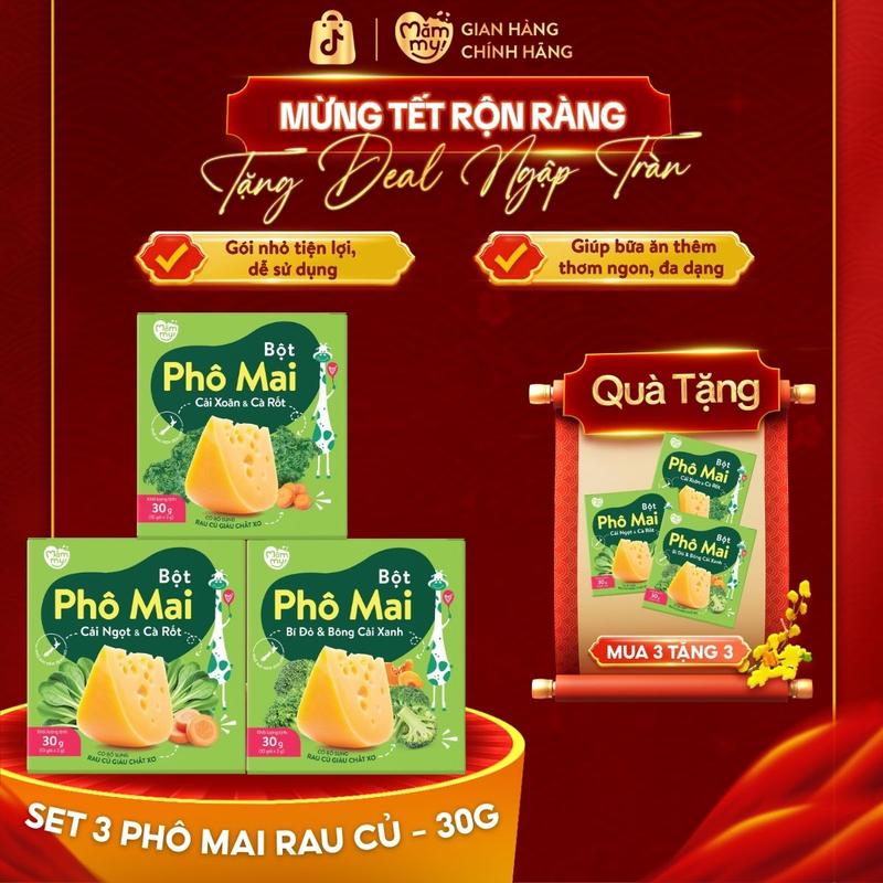   KOC  Combo 3 Hộp Bột Phô Mai Rau Củ MĂMMY Vị  Cải Ngọt Cà Rốt Bí Đỏ Bông Cải Cải Xoăn Cà Rốt  Bổ Sung Vitamin Chất Xơ Cho Bé Từ 6 Tháng  3gr x 10   MUA 3 TẶNG 3  