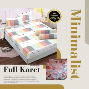 Sprei Anti Geser Full Karet Keliling Motif Terbaru 200x200 180x200 160x200 120x200 Bahan Katun Berkualitas Anti Geser Full Karet Keliling Tanpa Sarung Bantal dan Sarung Guling