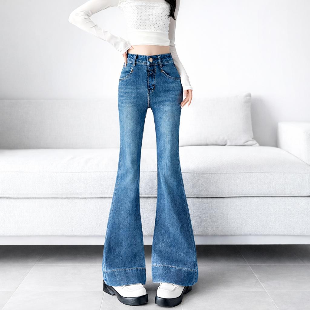 Highwaist Cutbray Jeans Wanita Lipat Lebar Celana Flare Jeans Stretch Retro Vintage Lipat Bawah Bahan Soft Jeans Premium 12 OZ Tebal dan Melar Highwaist Cutbray Jeans Wanita Lipat Lebar Celana Flare Jeans Stretch Retro Vintage Lipat Bawah Bahan Soft Jeans Premium 12 OZ Tebal dan Melar