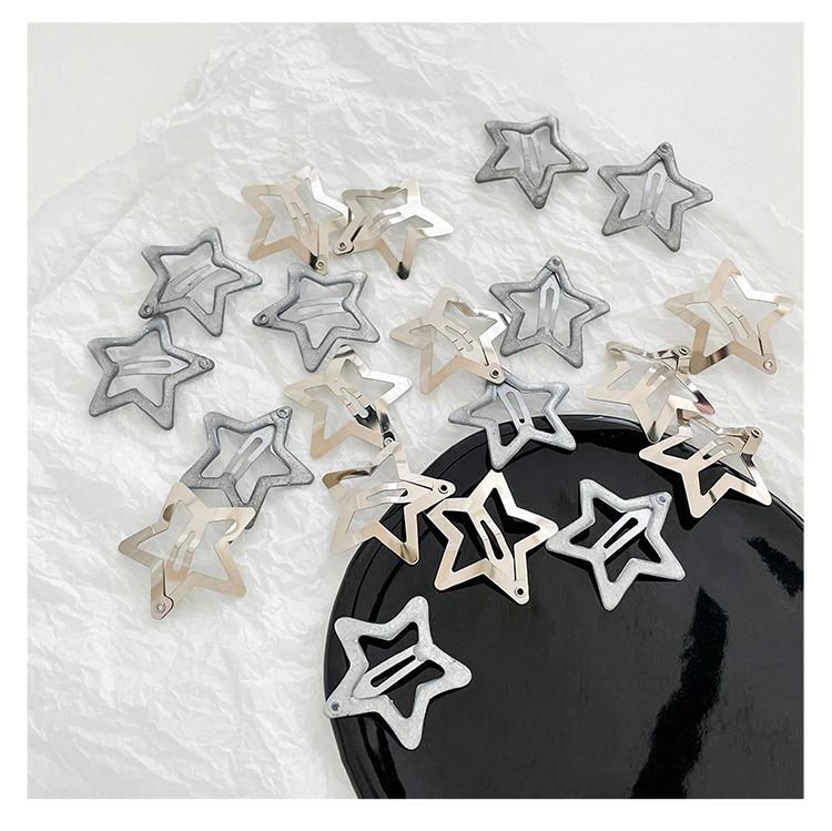 Product Introduction of Silver Star Hair Clips for Girls Filigree Star Metal Snap Hairpins Barrettes Hair Jewelry Nickle Free Lead Free Sexy Y2k Style 9